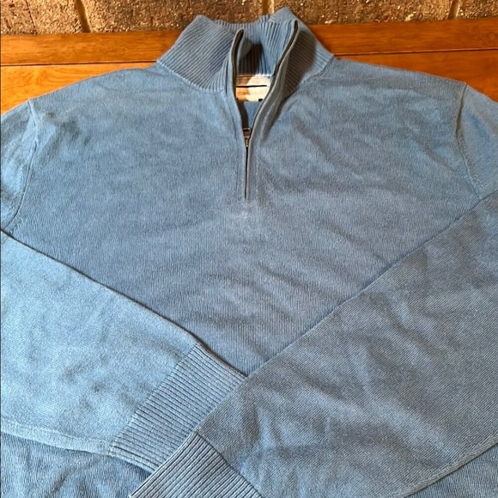 Banana Republic Blue Zip Up Sweater Cotton Cashmere Large